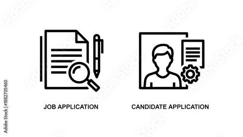 Job Application and Candidate Application Icons for Recruitment and Talent Search Concept Vector Illustration