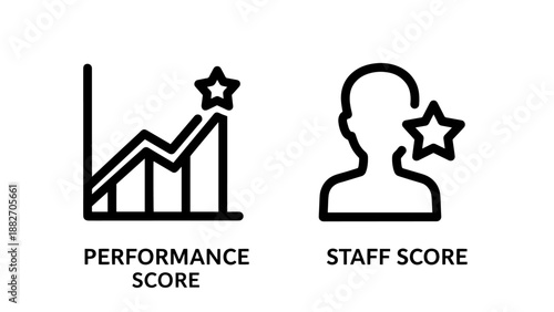 Performance Score and Staff Rating Excellence Icons for Evaluation and Progress Tracking
