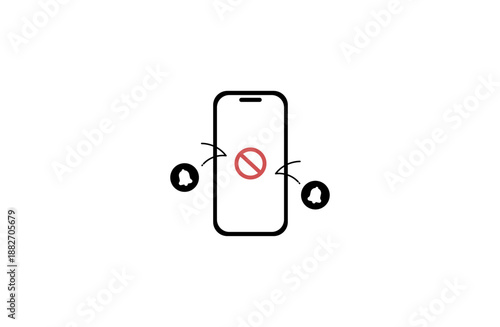 通知をブロックするスマホのイラスト 集中とデジタルデトックスのフラットデザイン