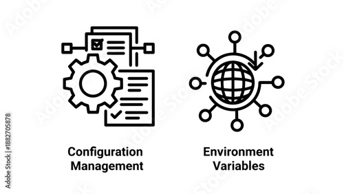 Software Development Configuration Management and Global Environment Variables Line Icon Set