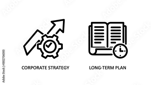 Business Strategic Planning Icons for Corporate Development Growth and Long-Term Organizational Goals