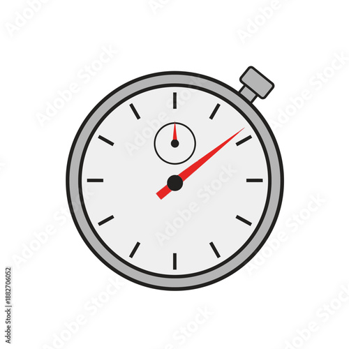 Stopwatch with red second hand moving.