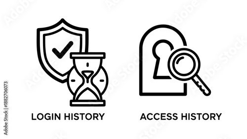 Security Access and Login History Icons for Authentication Monitoring and Data Protection Audit
