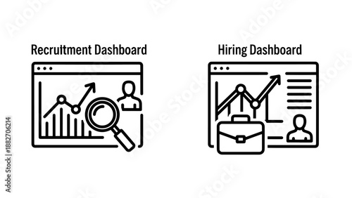 Recruitment and Hiring Dashboard UI Icons for Talent Acquisition Management and HR Analytics Software Data Visualization