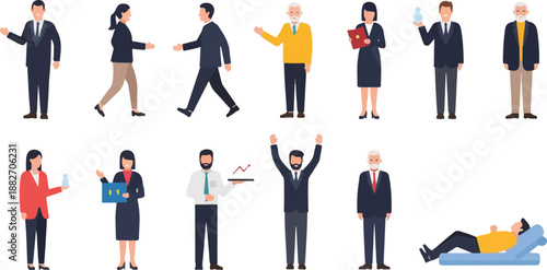 Business people in various poses and situations