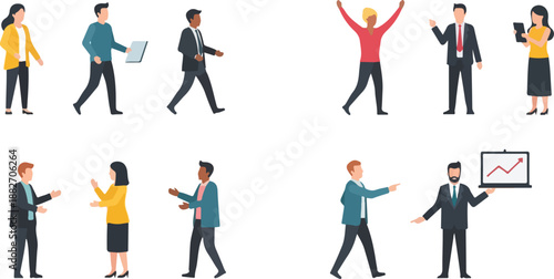 Business people in various poses for presentations