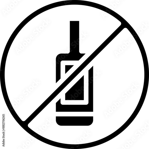 No Alcohol Prohibition and Warning Symbol Vector Icon