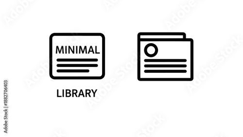 Minimal Digital Library and Document Catalog Management Interface Line Icons