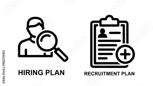 Strategic Hiring Plan Search and Recruitment Plan Resume Management HR Icons