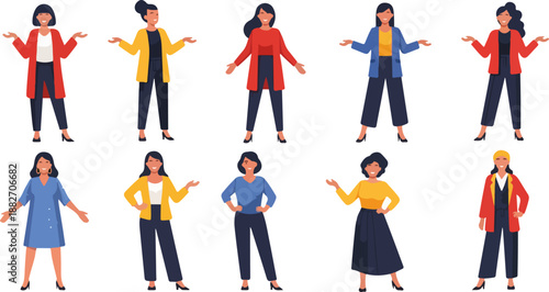 Diverse women in business attire with various poses