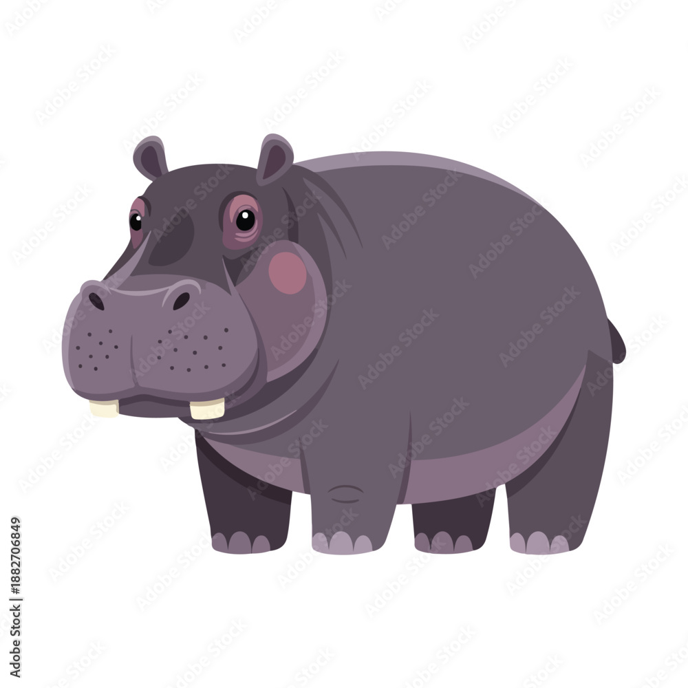 Fototapeta premium Cute Purple Hippo Character Illustration