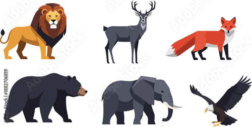 Wildlife animals set with transparent background