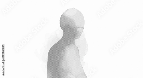 Gray silhouette of a woman's head and shoulders