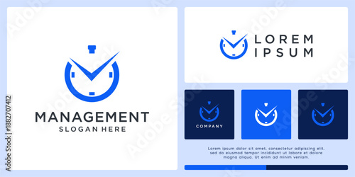 Management time logo design template.