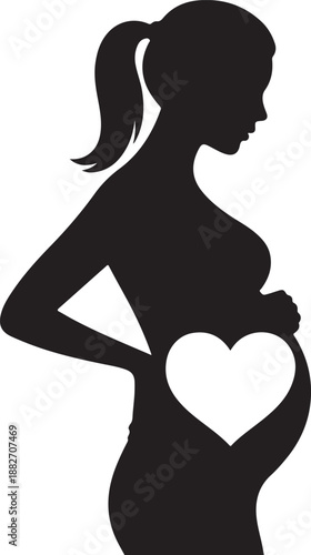Pregnant woman flat silhouette icon