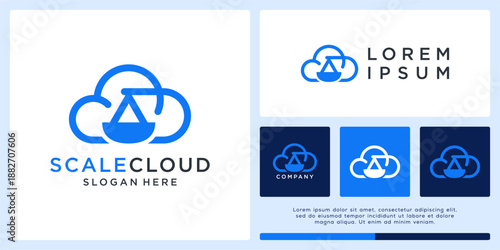 Scale cloud logo design abstract law.