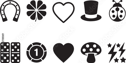 Set of various vector lucky charm symbols
