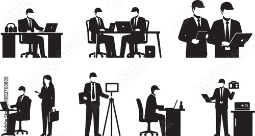 5 Black Solid Silhouettes of Digital Farm Logistics