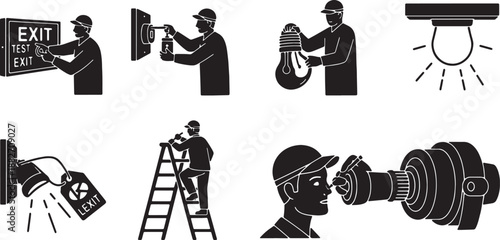 5 Black Solid Fuel Delivery Silhouettes Set on White Background