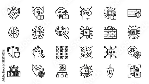 Black and white technology icons set.