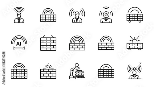 Black and white technology icons set.