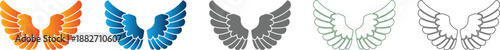 Wings Icon Set Flat Design Vector Illustration