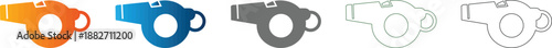 Whistle Flat Icon Set for Referee and Coach Vector Illustration