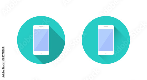 Smartphone icon with long shadow. Mobile phone symbol. Cellphone sign