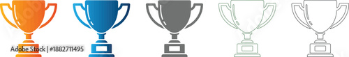 Medal Trophy Cup Icon Set Vector Illustration