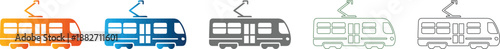 Tram icon set vector illustration, Public transport graphic design