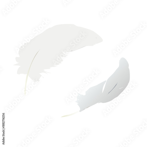 A single black plume quill pen vector illustration featuring an elegant ink drawing pattern of a nature element wing for calligraphy and art design