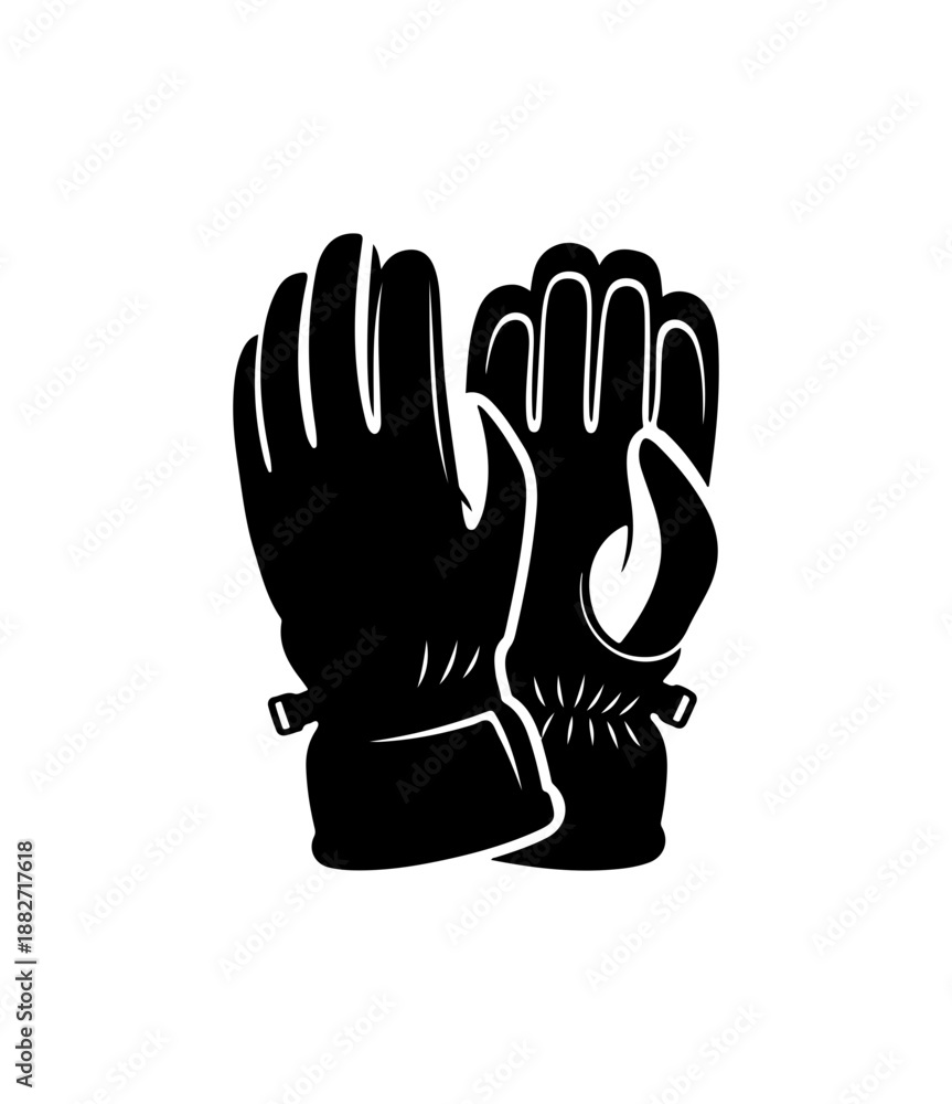 Obraz premium Black Winter Gloves with Wrist Strap