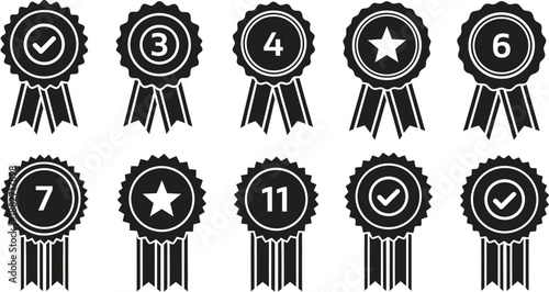 Award Ribbon Vector Art. Featuring checkmarks and numbers design graphic
