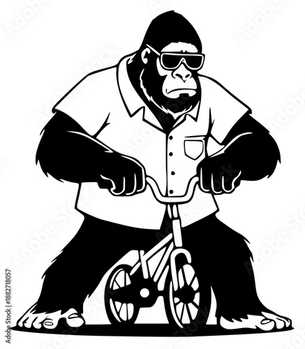 gorilla riding  bicycle 