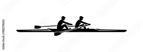 Silhouette of Two Rowers in a Boat
