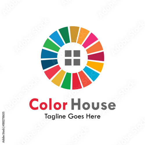 Color house design logo template illustration