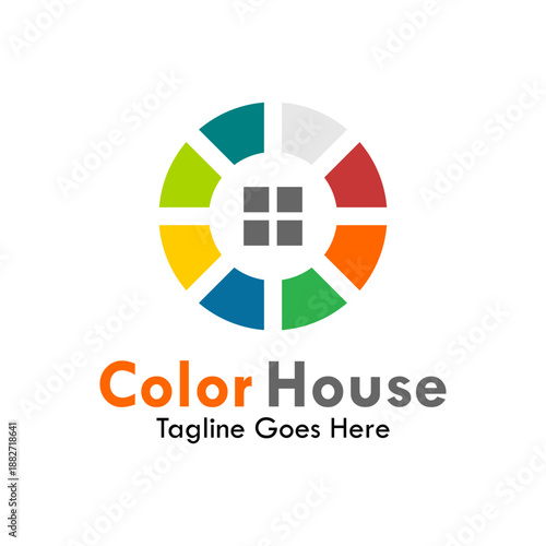 Color house design logo template illustration