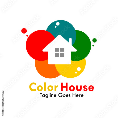 Color house design logo template illustration
