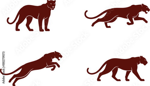 Panther Silhouette Vector Art. Collection of panther in different poses
