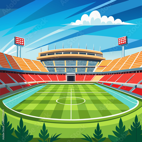 Football Stadium Daytime Vector Illustration