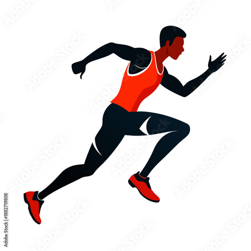 Running Athlete Sprint Action Sports Vector Illustration