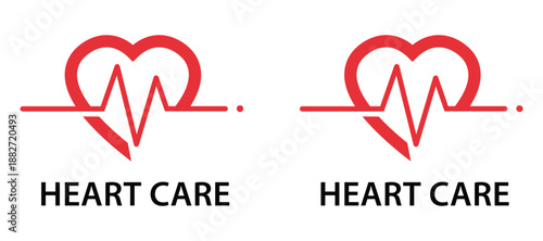 Heart Care Cardiology Medical Logo with EKG Pulse Line - Professional Heart Beat Icon for Healthcare Clinics, Wellness Centers and Cardiovascular