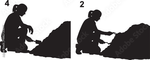 6 Black Solid Silhouettes of Compost Tech Workers