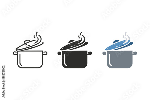 Cooking Pot Steam Icon Set