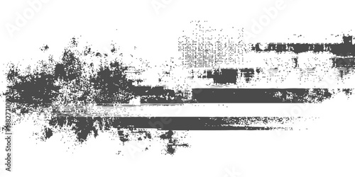 Distressed grunge american flag texture with horizontal stripes and abstract elements isolated on white background