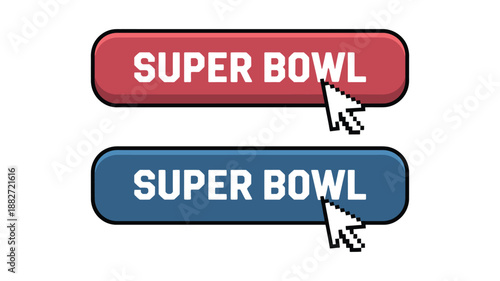 Super Bowl Click Button Interface Design with Cursor Icon
