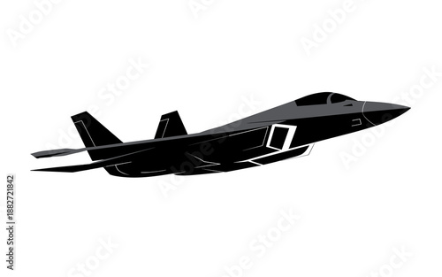 Modern stealth fighter jet flying high vector illustration advanced military aircraft aviation technology aerospace engineering defense industry air force graphic for presentations educational materia