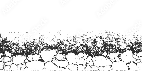 Cracked asphalt and stone texture with grunge effect isolated on white background