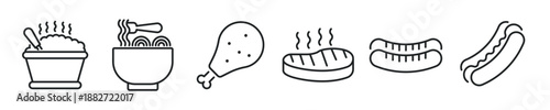 Food thin line icon set. Web minimal editable stroke icons