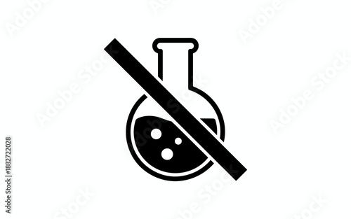 No Chemical Experiment Symbol Icon Vector Illustration Sign of Forbidden Test Tube Beaker With Liquid Substance in Laboratory Research Science Experiment Prohibited Concept For Healthcare And Pharmace